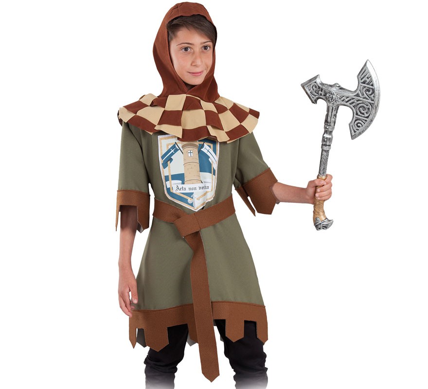 Fato de guerreiro verde medieval para menino