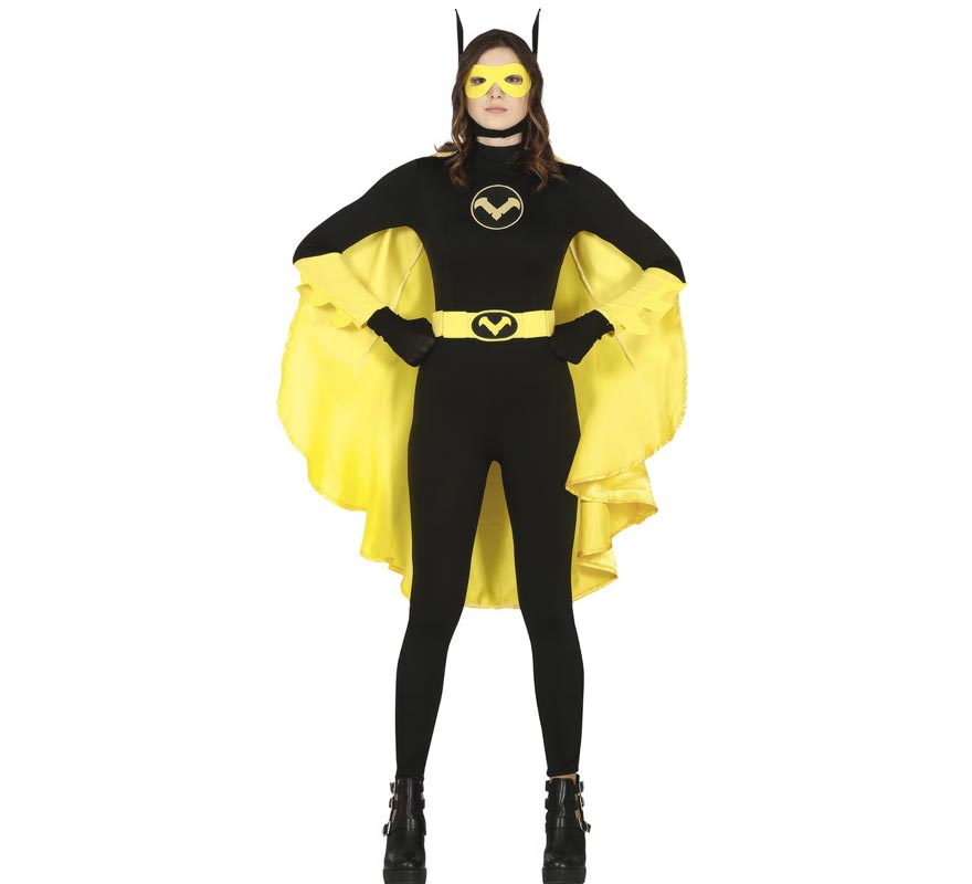 Fato de Dark Heroine com capa amarela para adolescente