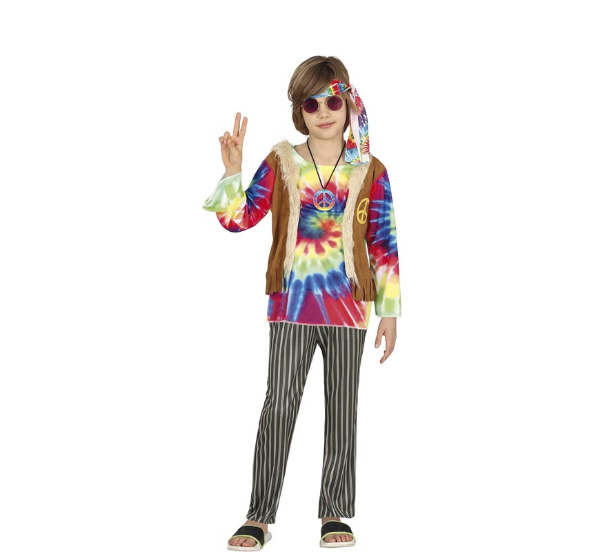 Fato de hippie com camisa multicolorida para menino