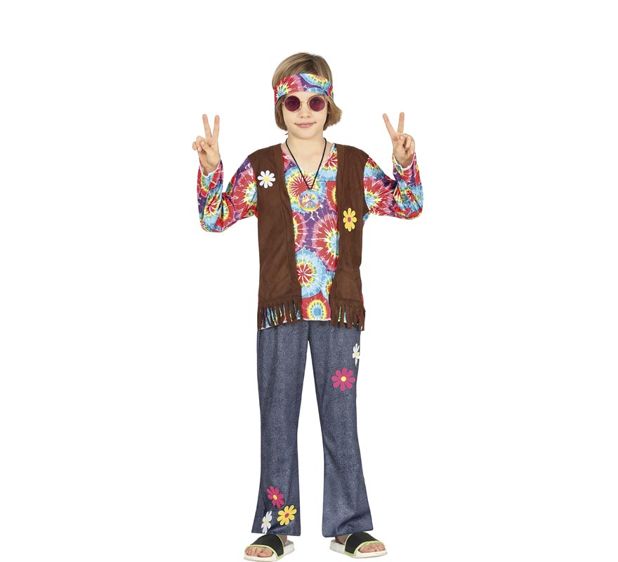 Hippie costume with brown vest for children