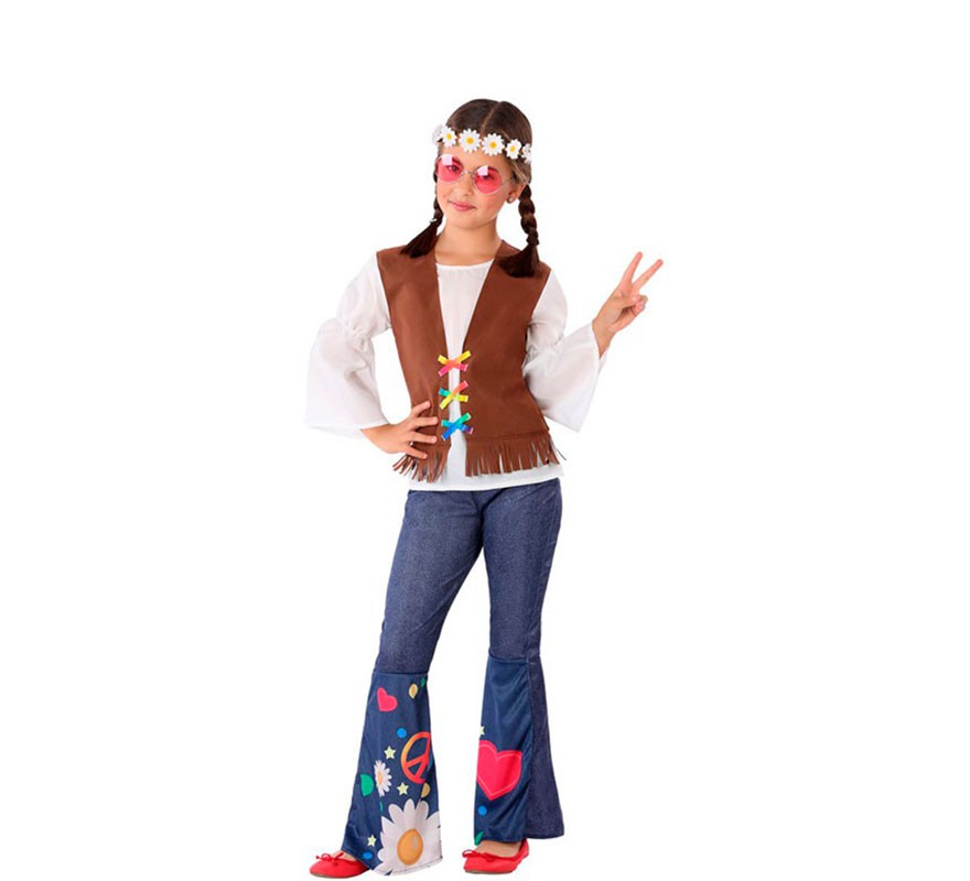 Fato hippie com colete para menina