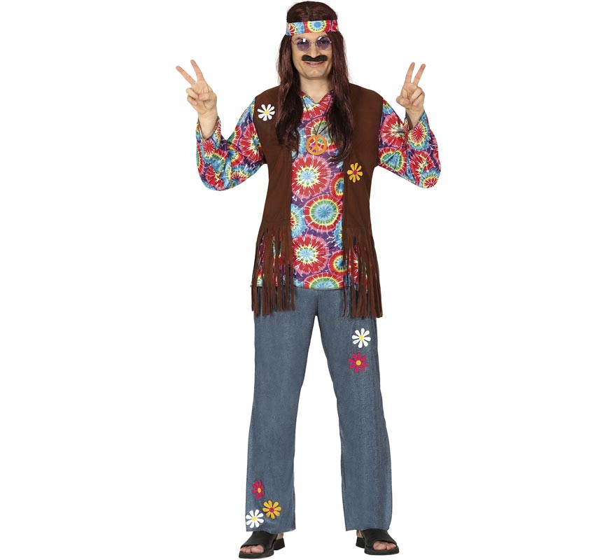 Fato de hippie com flores para homem