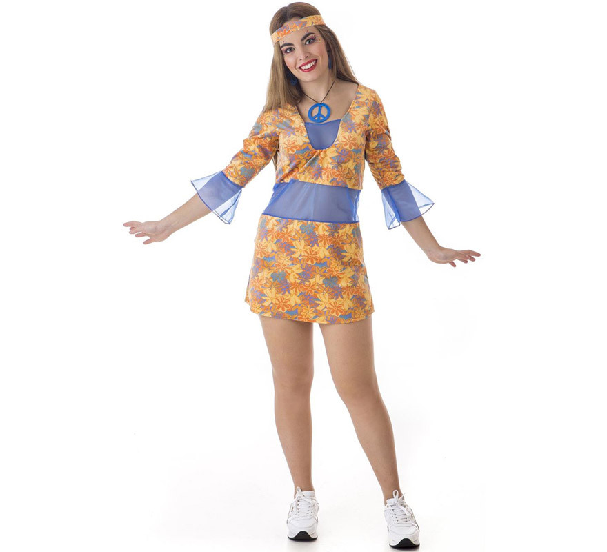 Fato de vestido florido hippie para mulher