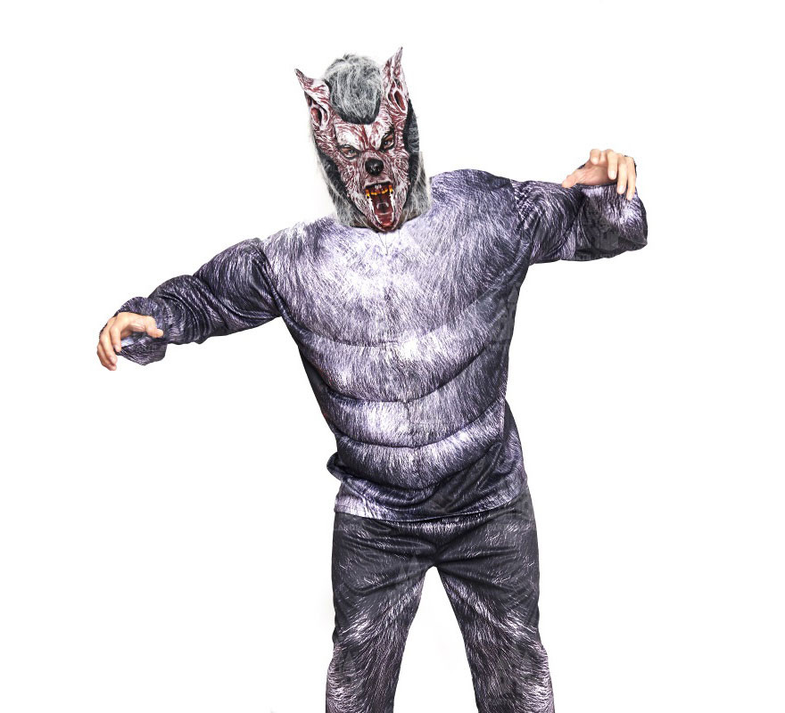 White chest gray werewolf costume for men White chest gray werewolf costume for men