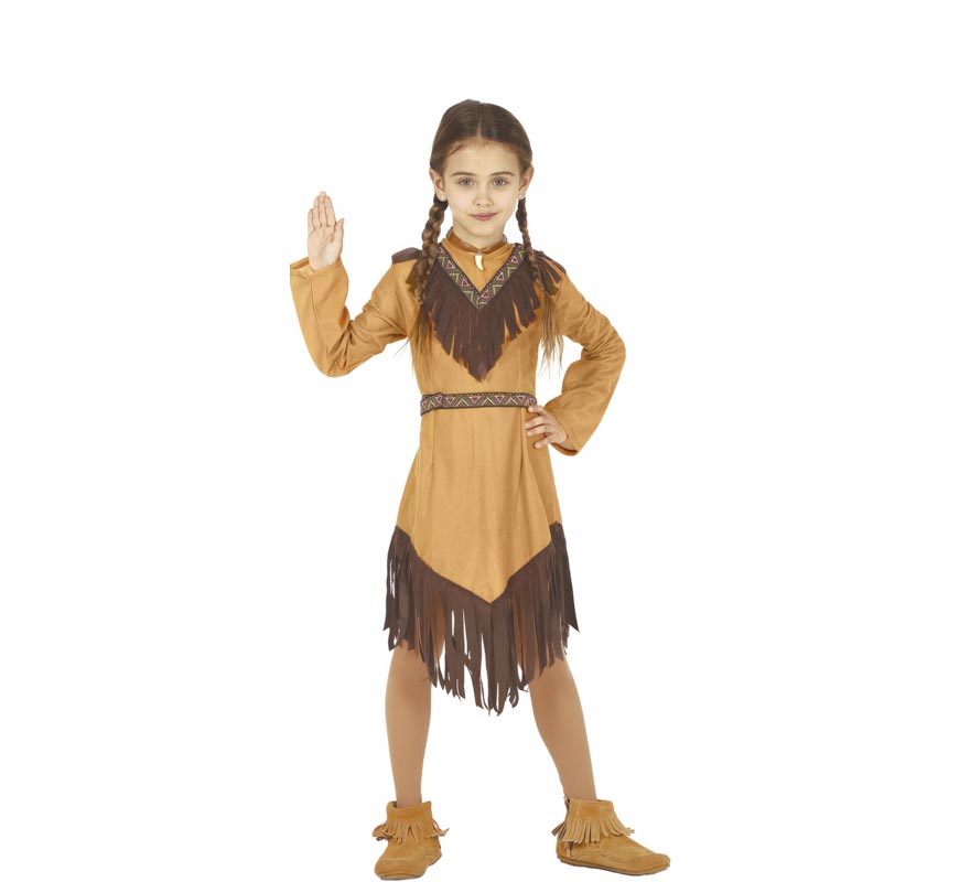 Fato de franjas indiano marrom para menina