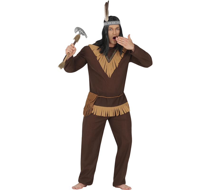 Fato de índio castanho escuro para homem