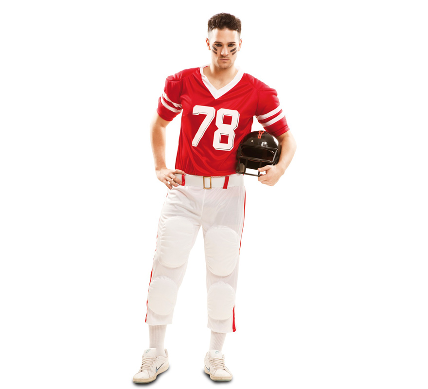 Red American Football Player Costume for Men