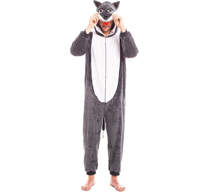 Fato de Lobo Cinzento com Capuz para Homem Fato de Lobo Cinzento com Capuz para Homem