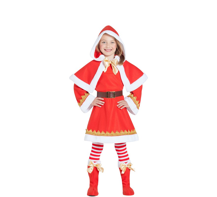 Fato de Papai Noel com capa para menina