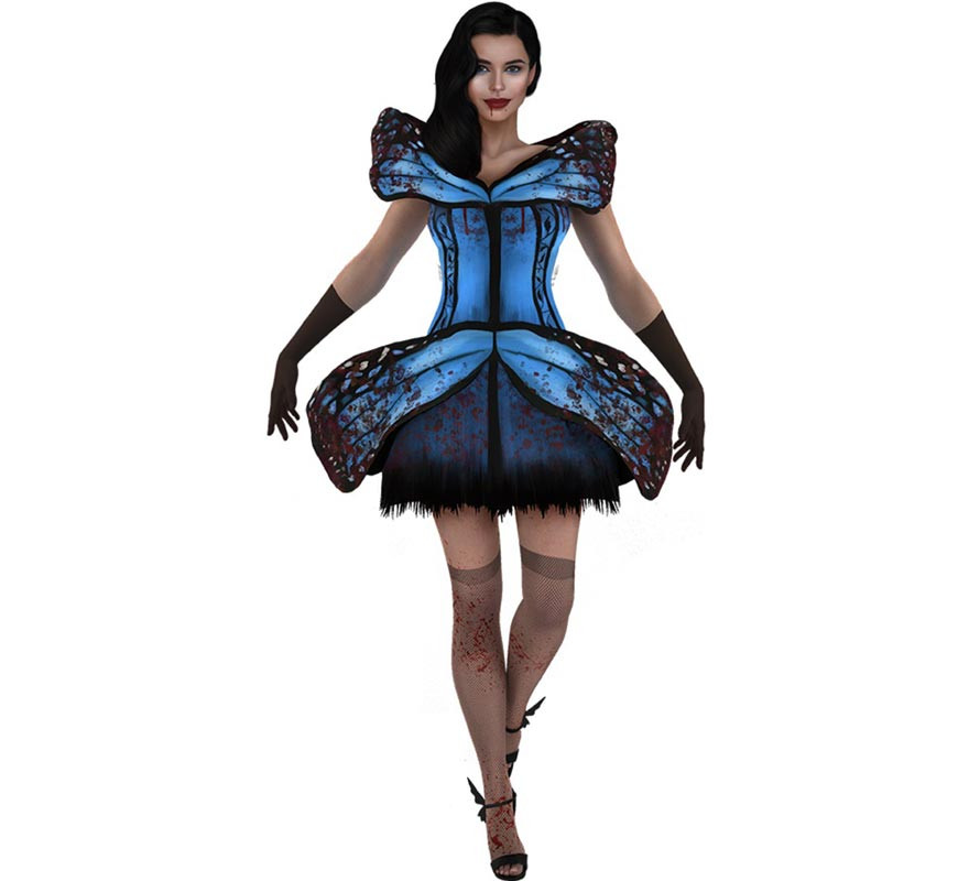 Fantasia feminina de borboleta azul e preta