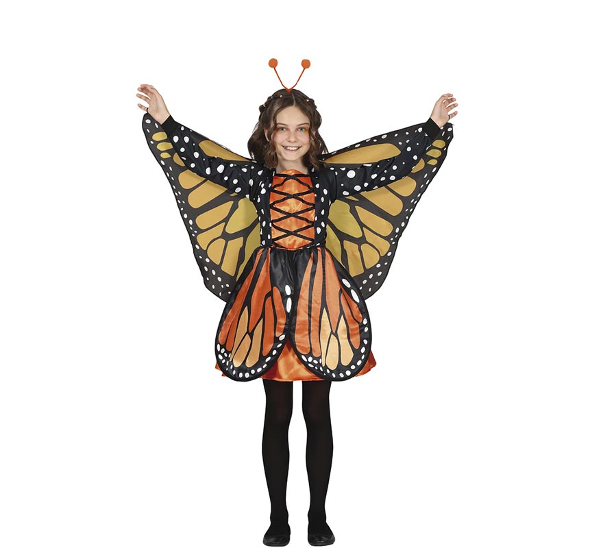 Fato de borboleta laranja com detalhes para menina
