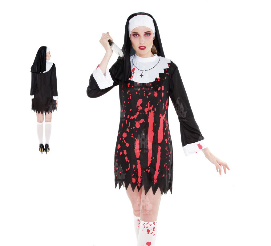 Bloody Nun costume dressed with spikes for women