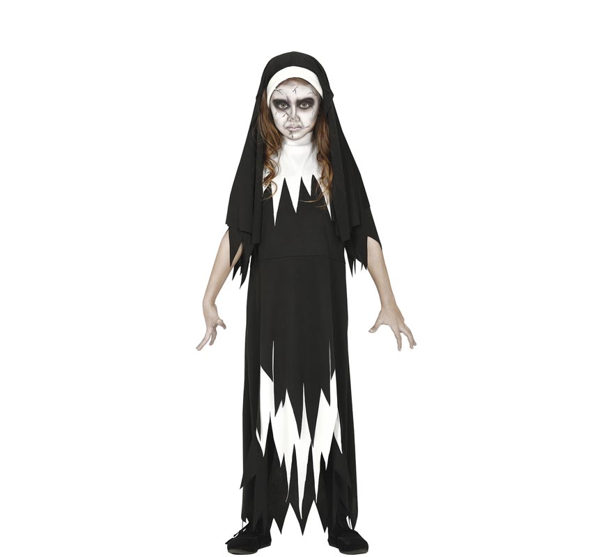 Fato de freira zumbi para menina Fato de freira zumbi para menina