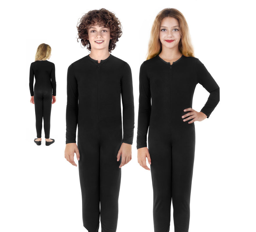 Fato ou macacão preto de manga comprida para criança