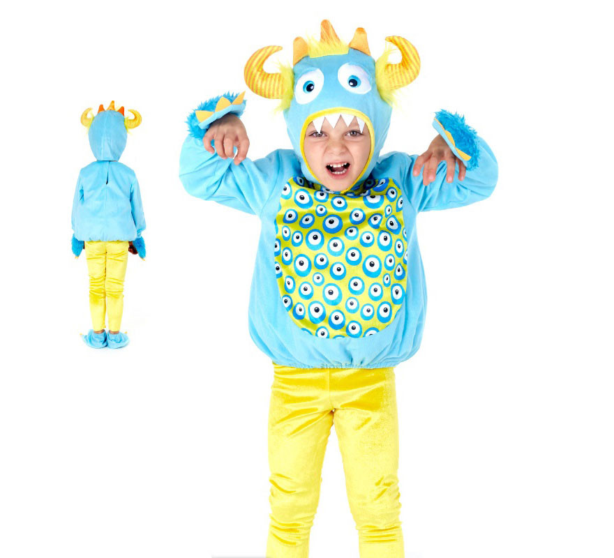Fato de monstro azul e amarelo para menino