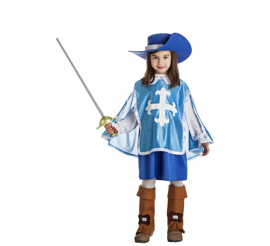 Fato de mosqueteiro azul para menina
