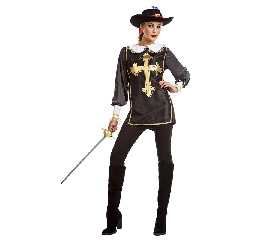Fato de mosqueteiro preto para mulher