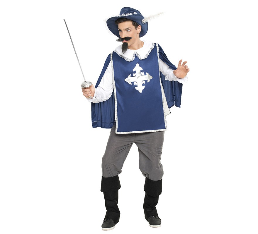 Blue Musketeer costume for men