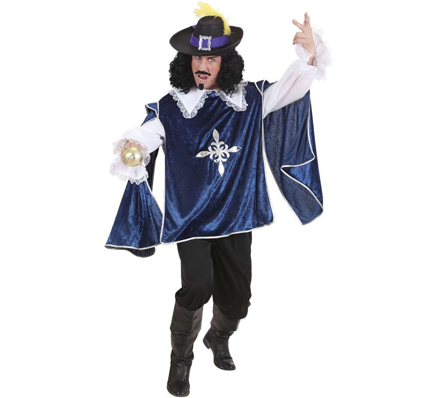 Fato de mosqueteiro azul e branco para homem