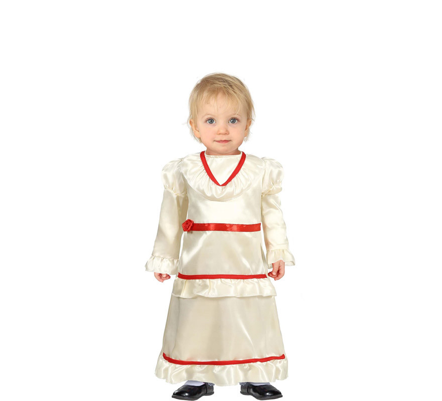 Fato de boneca com vestido branco para bebé Fato de boneca com vestido branco para bebé