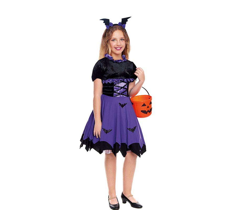 Fato de morcego lilás para menina
