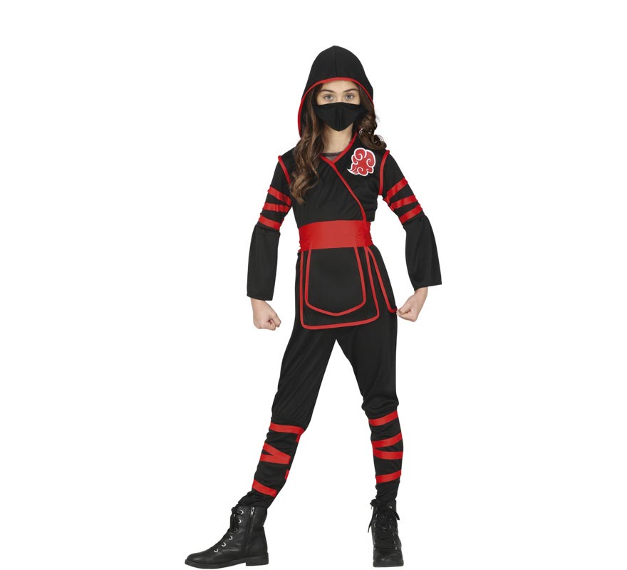 Black and red Ninja costume for girls