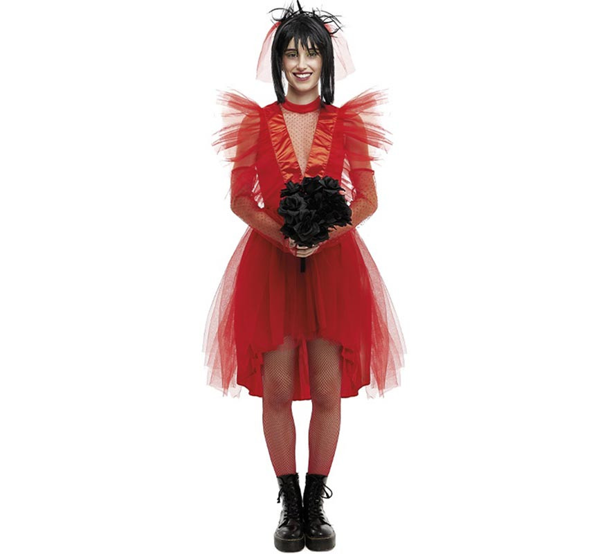 Women's Red Striped Ghost Bride Costume