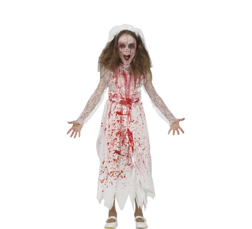 Fato de noiva sangrenta de menina
