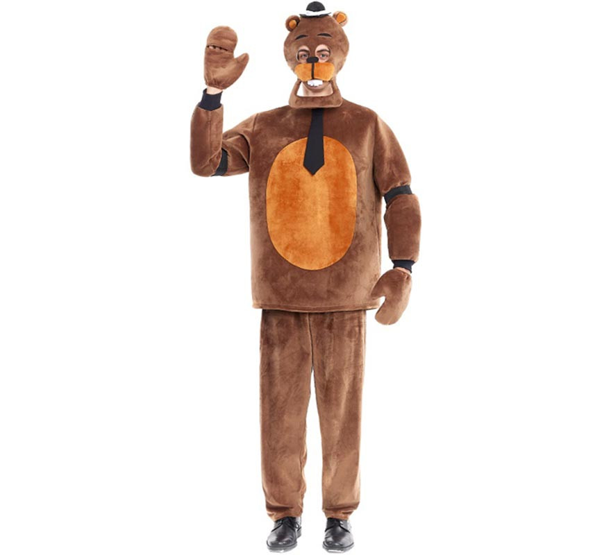 Fato assustador de ursinho de pelúcia com luvas para homem