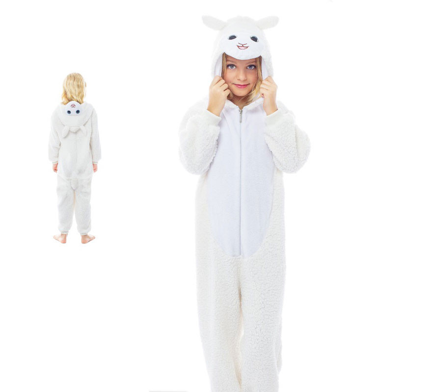 Fato de ovelha com capuz para menina