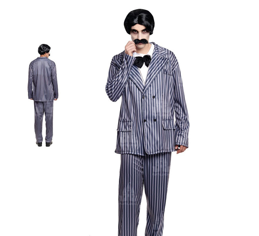 Fato masculina listrada de pai escuro