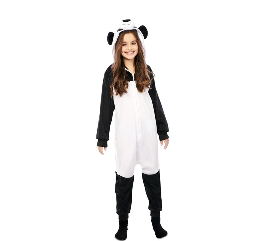 Fantasia de Panda Kugurumi com capuz e orelhas para criança Fantasia de Panda Kugurumi com capuz e orelhas para criança