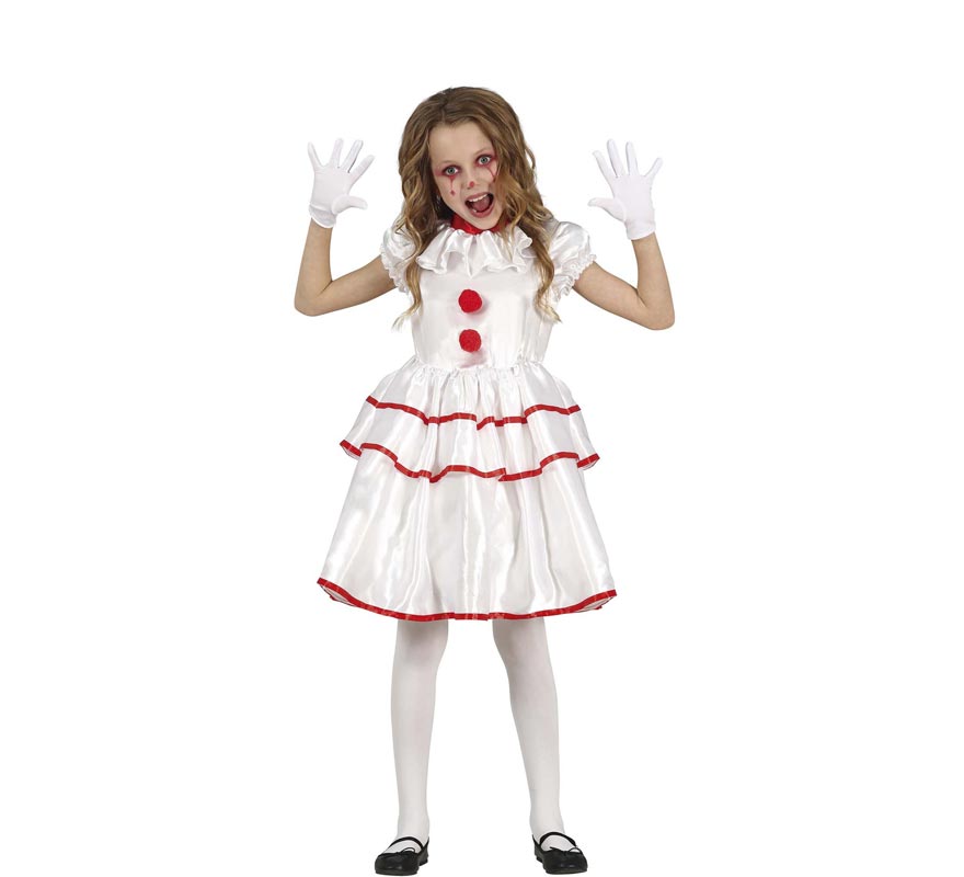 Fato de palhaço branco demoníaco para menina