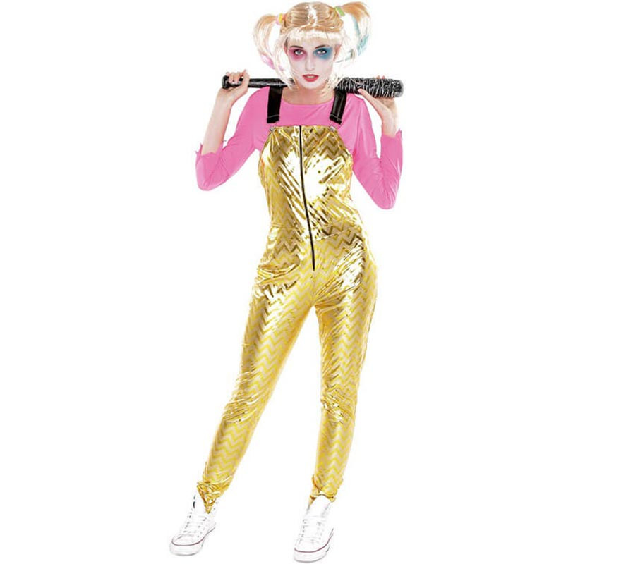 Fato de palhaço de conflito dourado para mulher Fato de palhaço de conflito dourado para mulher