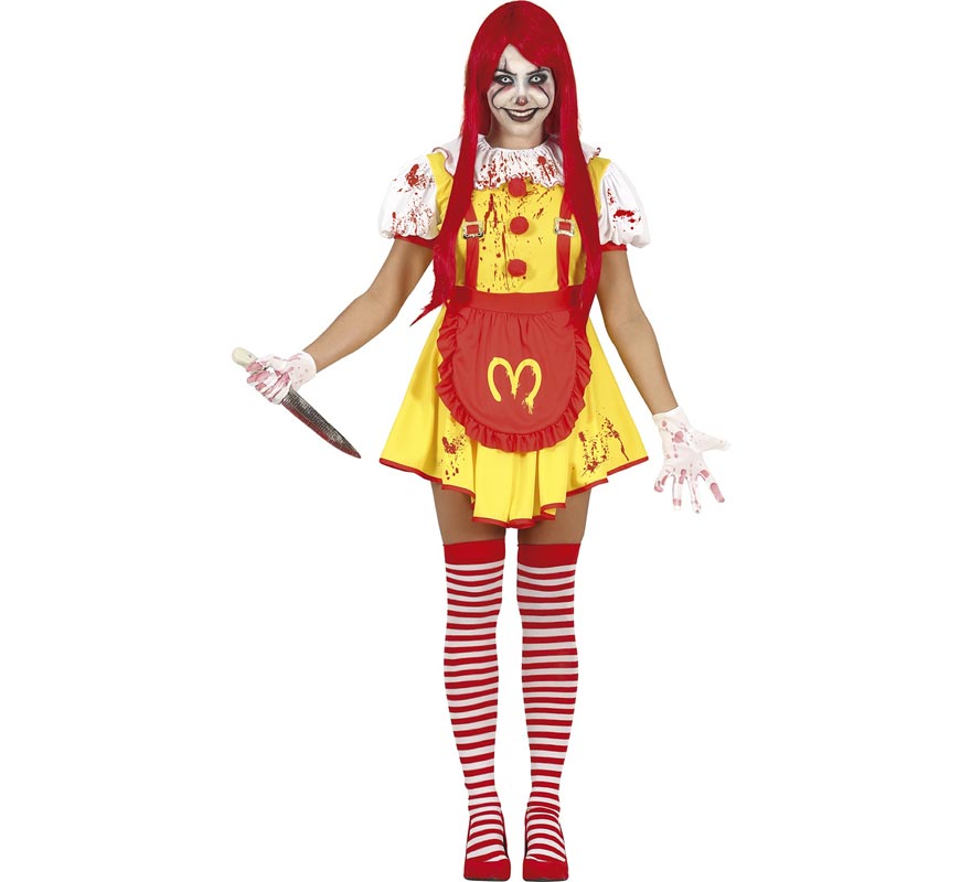 Fato de palhaço assassino hambúrguer feminino Fato de palhaço assassino hambúrguer feminino