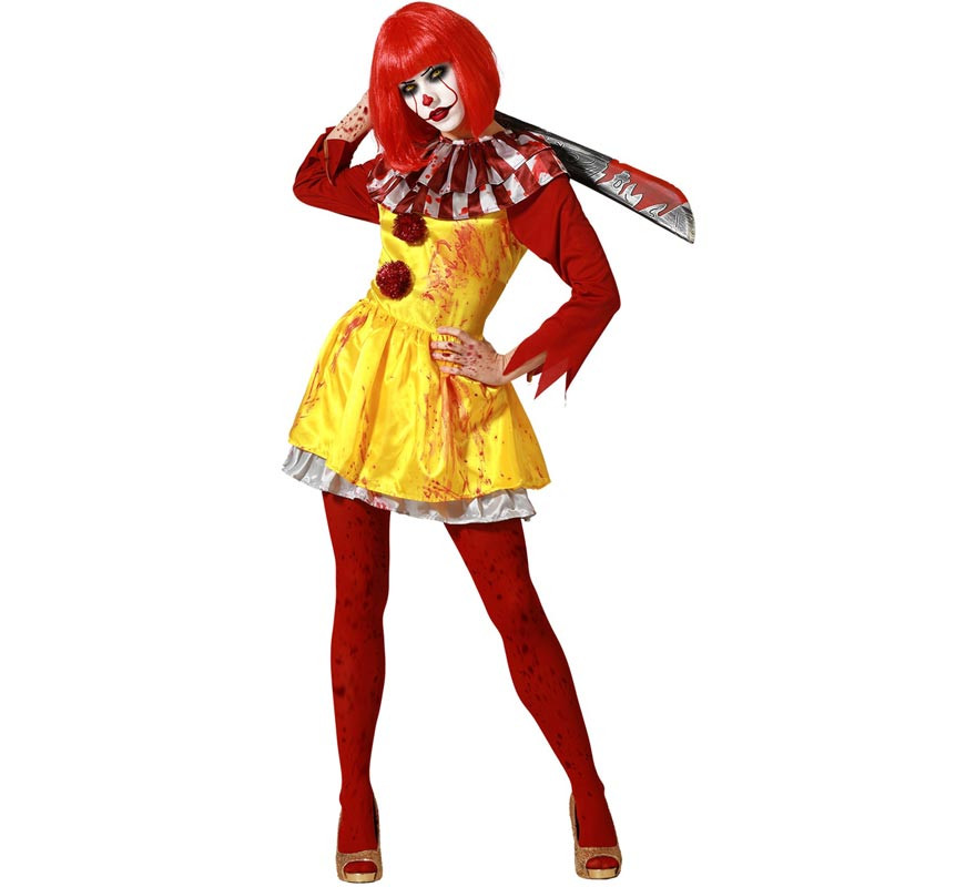 Fato de palhaço hambúrguer sangrento para mulher