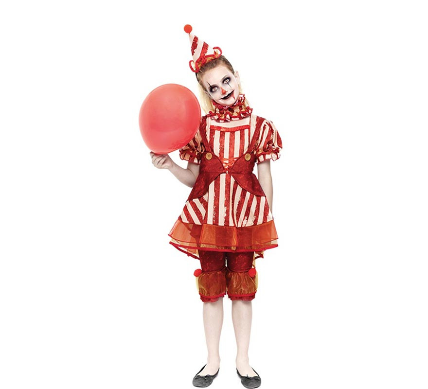 Fato de palhaço vermelho clássico para menina