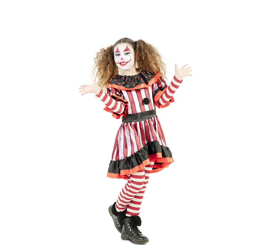 Fato de palhaço vermelho sangrento para menina