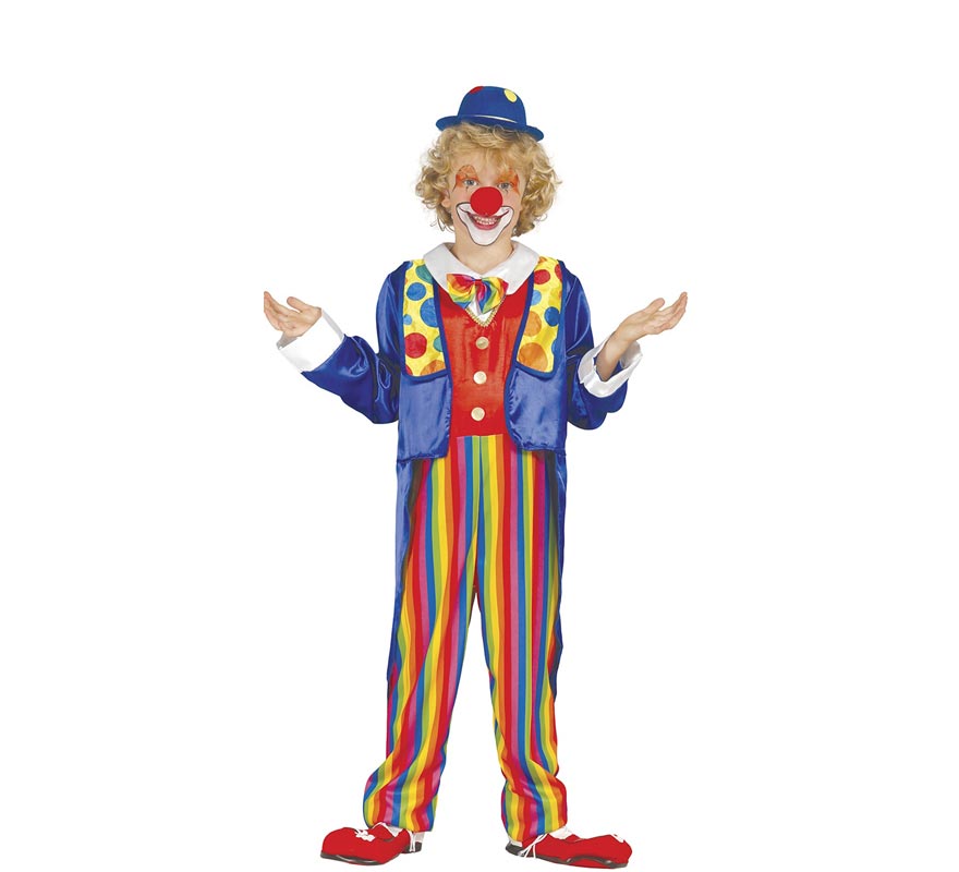 Fato de palhaço listrado multicolor para criança