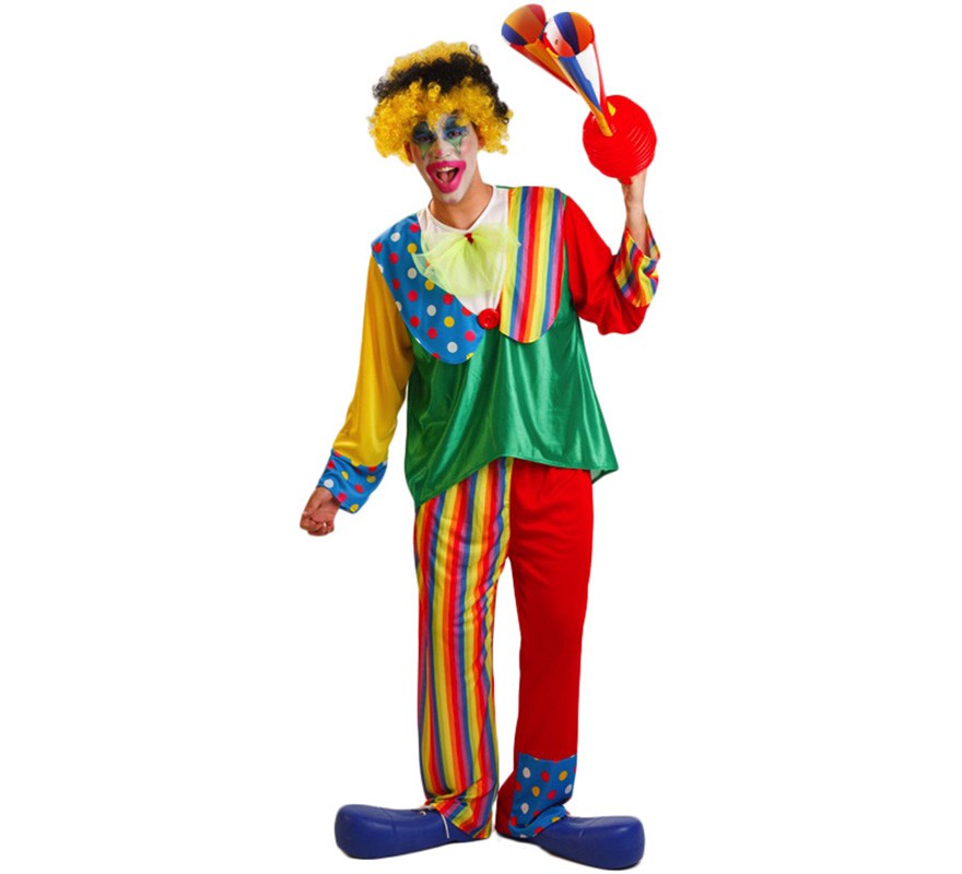Fato de palhaço às riscas para homem Fato de palhaço às riscas para homem