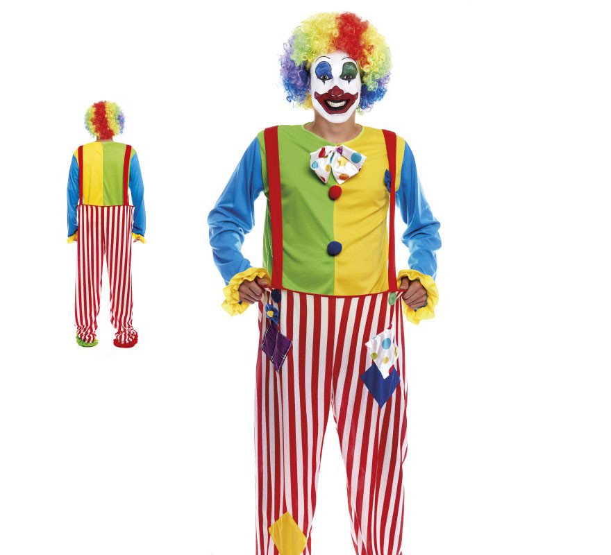 Striped Rainbow Clown Costume for Men Striped Rainbow Clown Costume for Men