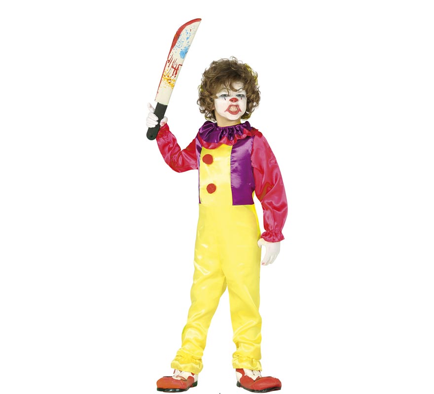 Fato de palhaço maléfico amarelo para menino Fato de palhaço maléfico amarelo para menino