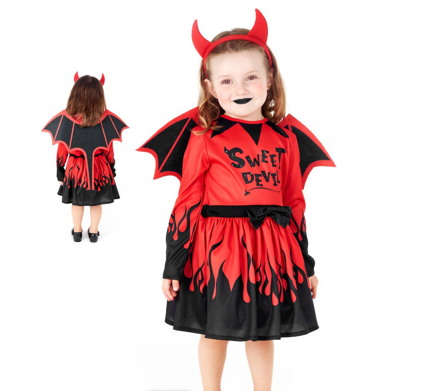 Fato de Diabo Vermelho para menina