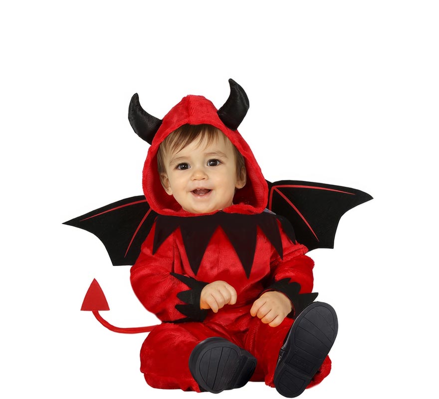 Fato de Diabo Vermelho com rabo para bebé