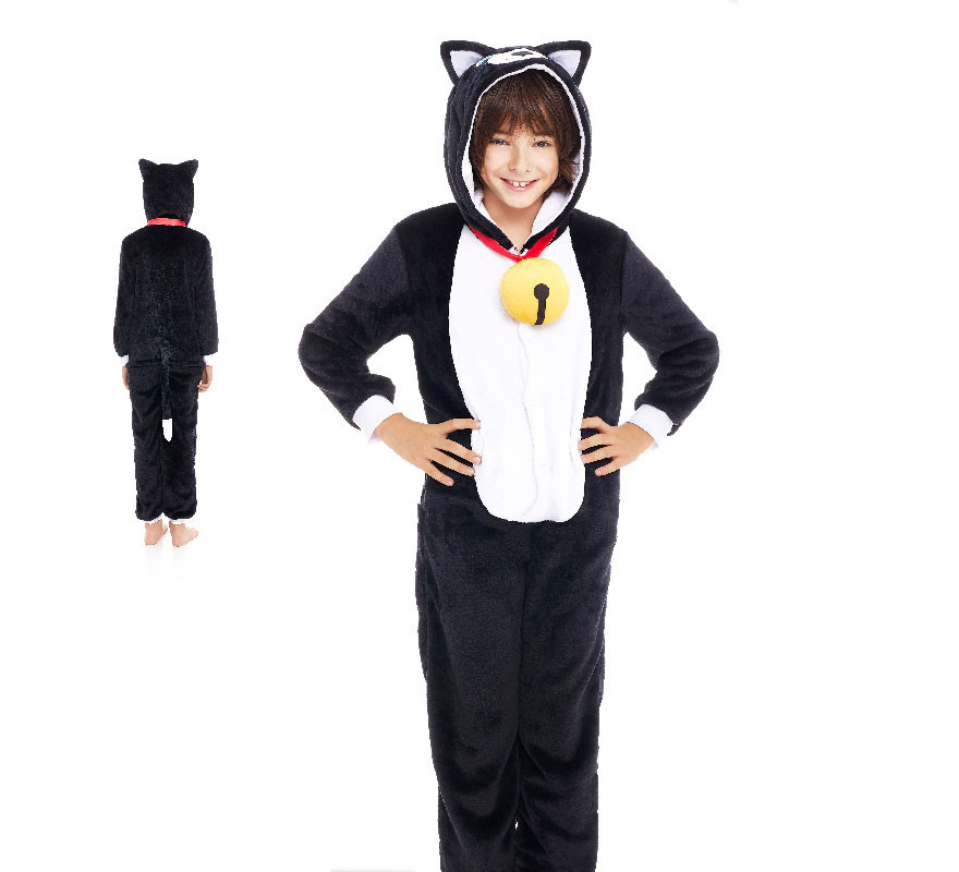 Black Cat Pajama Costume with Bell for Boy Black Cat Pajama Costume with Bell for Boy