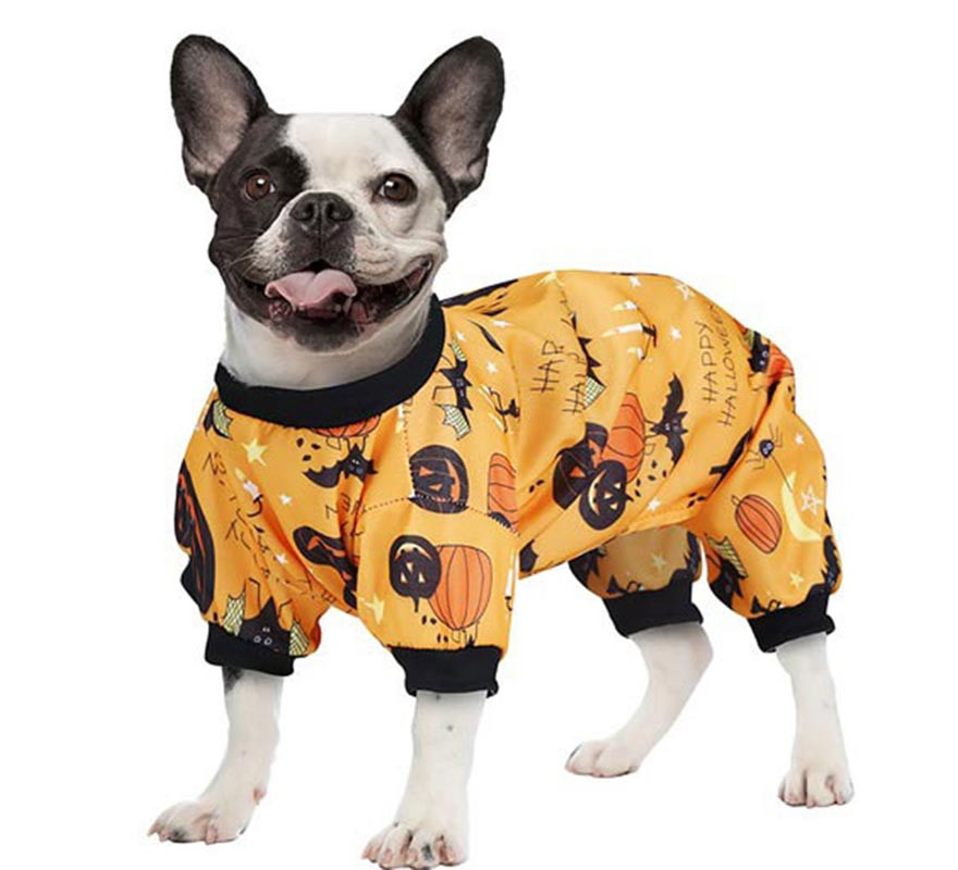 Fato de pijama de abóbora feliz para cães