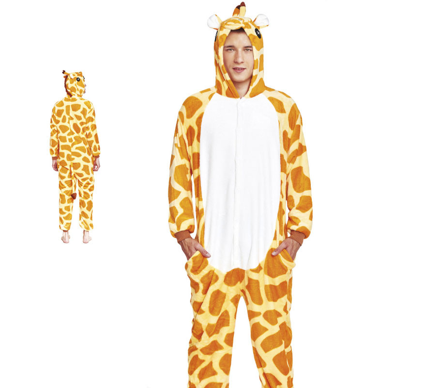Fato de pijama de girafa laranja para homem
