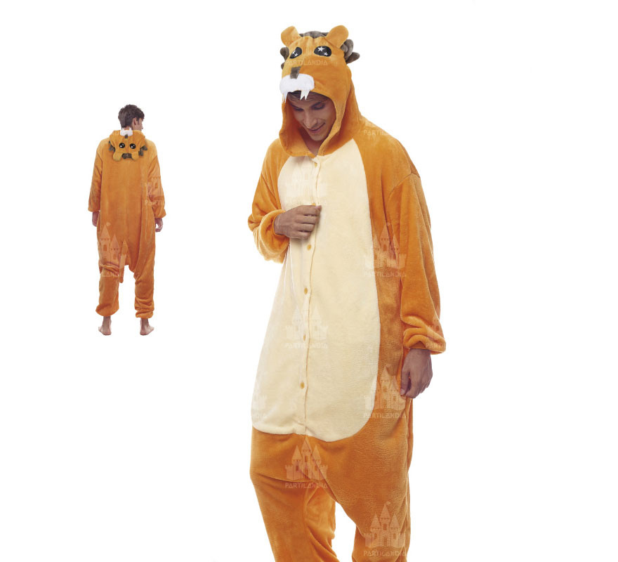 Orange Lion Pajama Costume for Adults