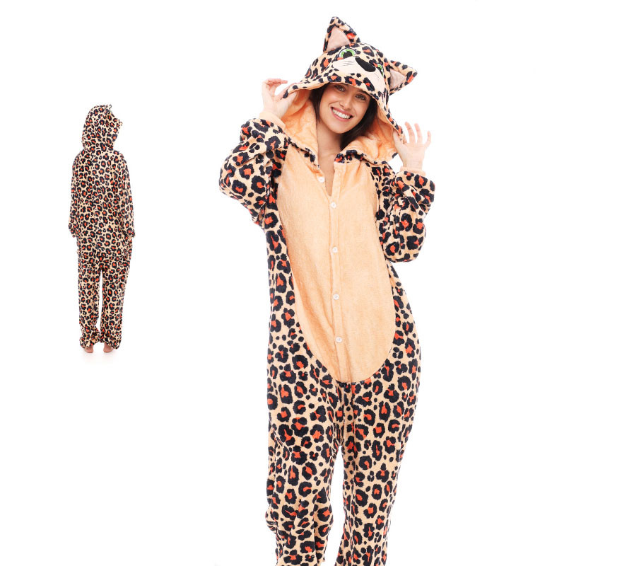Fato de pijama de leopardo marrom para mulher