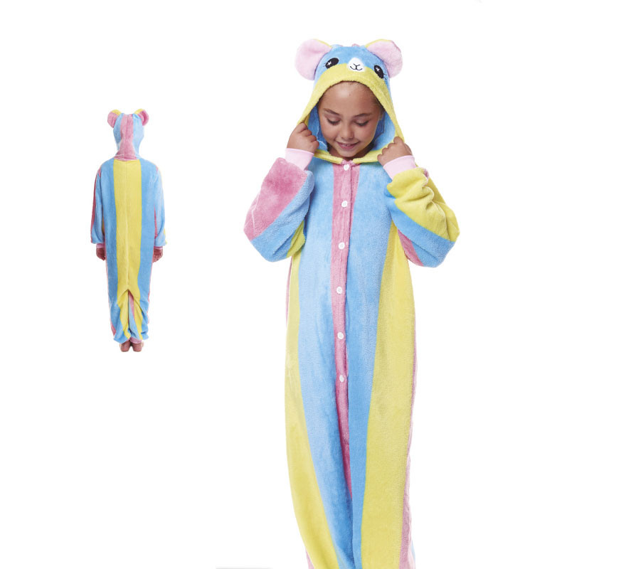 Fato de pijama de lhama multicolorido com capuz para menino